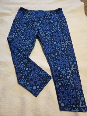 Constantly Varied Gear Women's Blue Patterned Active Leggings. Sz L Like New